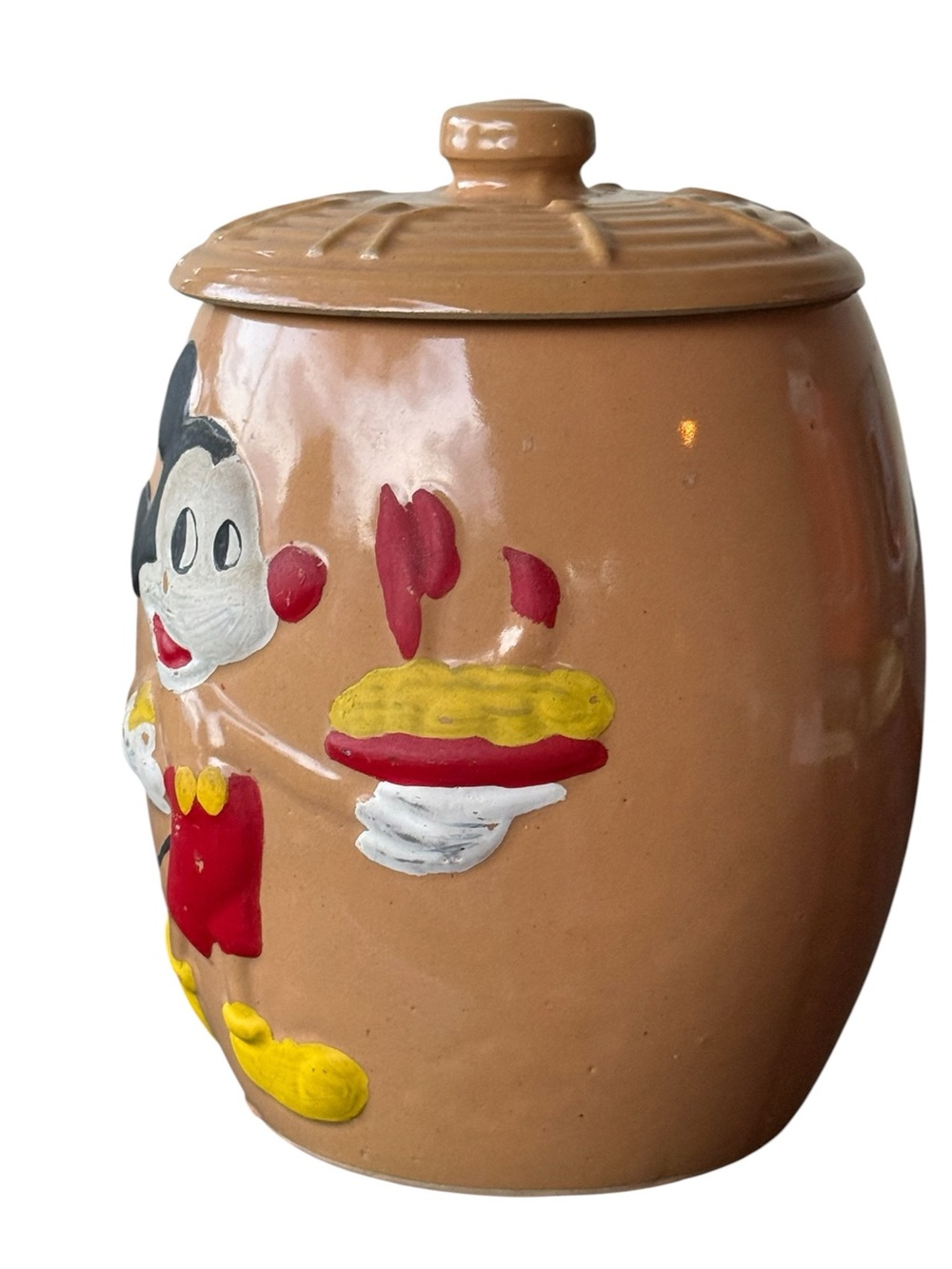 Antique early Walt Disney Prod Mickey Mouse stoneware cookie jar pre-war painted - Picture 5 of 5